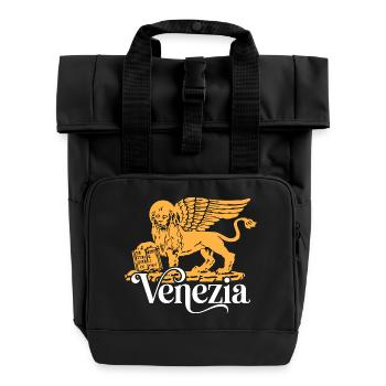 Venise Vénétie Italie Lion Gonfalon Serenissima - Sac à dos Roll Top à deux anses - noir - Devant