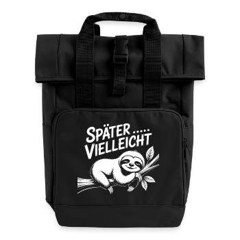 Später Vielleicht Faultier - Rolltop Rucksack mit zwei Griffen - Schwarz - Vorne