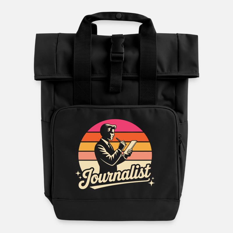 Journalist - Roll Top Backpack with Two Handles - black