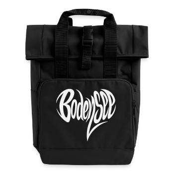 Lake Constance Flowing Lettering - Roll Top Backpack with Two Handles - black - Front