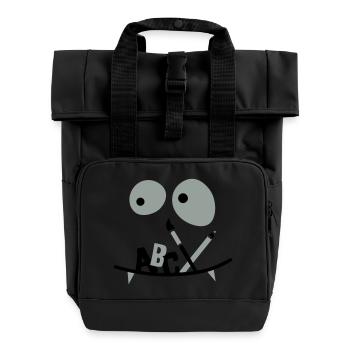 School child - monster face - First day of school - Roll Top Backpack with Two Handles - black - Front