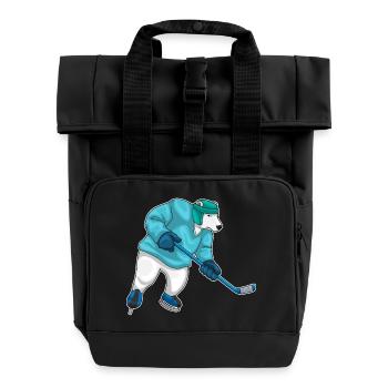 Polar Bear Ice Hockey Ice Hockey Stick - Roll Top Backpack with Two Handles - black - Front