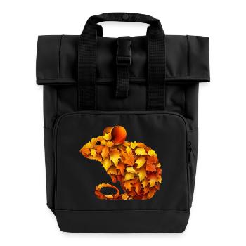 Süße Maus aus Herbst Blättern bunt - Rolltop Rucksack mit zwei Griffen - Schwarz - Vorne