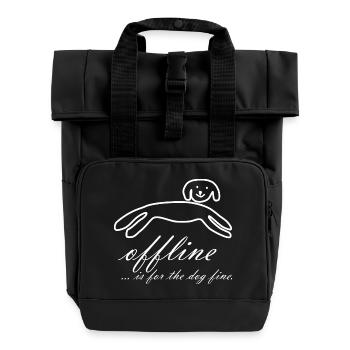 witziger Hund Hundeliebhaber offline dog fine - Rolltop Rucksack mit zwei Griffen - Schwarz - Vorne