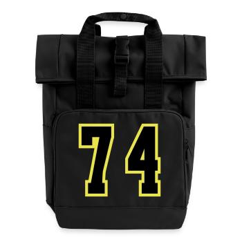 74 Number Jersey - Roll Top Backpack with Two Handles - black - Front