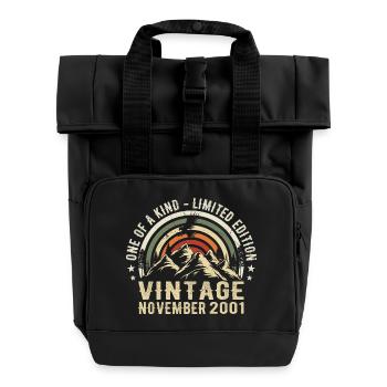 November 2001 Birthday - November 2001 Gift - Roll Top Backpack with Two Handles - black - Front