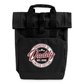 Beförderung zum Papa 2025 - Rolltop Rucksack mit zwei Griffen - Schwarz - Vorne
