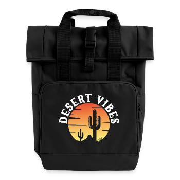 Wüsten-Vibes - Rolltop Rucksack mit zwei Griffen - Schwarz - Vorne