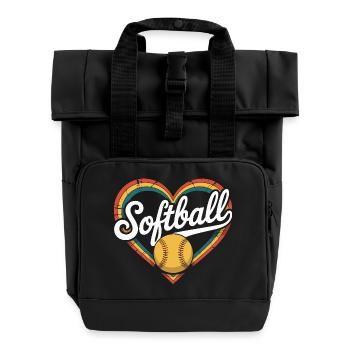 Herz Softball - Rolltop Rucksack mit zwei Griffen - Schwarz - Vorne