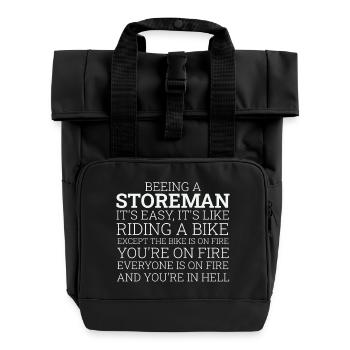 Storeman Riding A Bike - Rolltop Rucksack mit zwei Griffen - Schwarz - Vorne
