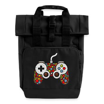 Pointillist Gamecontroller - Rolltop Rucksack mit zwei Griffen - Schwarz - Vorne