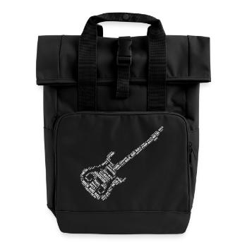 Typographic Guitar with punk rock and metal - Roll Top Backpack with Two Handles - black - Front