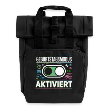 Geburtstagsmodus Aktiviert - Rolltop Rucksack mit zwei Griffen - Schwarz - Vorne