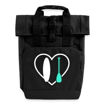 Paddle SUP Heart Board Wave Water Sport - Roll Top Backpack with Two Handles - black - Front