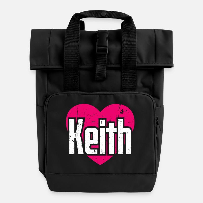 J’aime Keith Pink Heart J’aime Keith - Sac à dos Roll Top à deux anses - noir