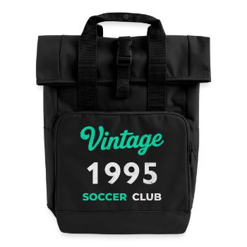 Vintage 1995 – Soccer Club Retro Birth Year - Roll Top Backpack with Two Handles - black - Front