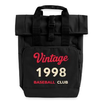 Vintage 1998 – Baseball Club Retro Birth Year - Roll Top Backpack with Two Handles - black - Front