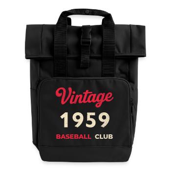 Vintage 1959 – Baseball Club Retro Birth Year - Roll Top Backpack with Two Handles - black - Front