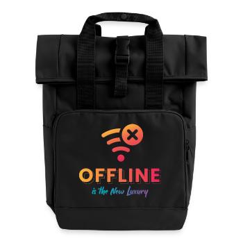 Offline ist der neue Luxus - Rolltop Rucksack mit zwei Griffen - Schwarz - Vorne