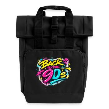 Retour aux graffitis néon des années 90 - Sac à dos Roll Top à deux anses - noir - Devant