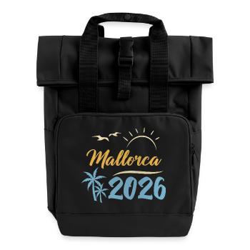 Mallorca 2026 - Rolltop Rucksack mit zwei Griffen - Schwarz - Vorne