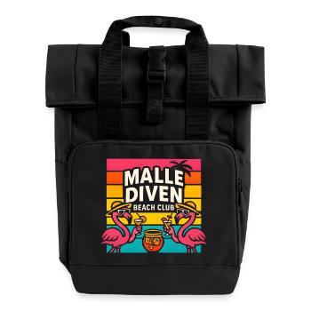 Malle Diven Beach Club Flamingo Mallorca Party  - Rolltop Rucksack mit zwei Griffen - Schwarz - Vorne