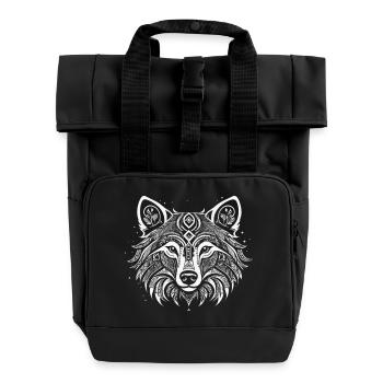 Berserker Bär - Nordisches Wikinger Mandala Design - Rolltop Rucksack mit zwei Griffen - Schwarz - Vorne