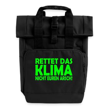 Klima retten - Rolltop Rucksack mit zwei Griffen - Schwarz - Vorne