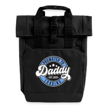Beförderung zum Papa 2025 - Rolltop Rucksack mit zwei Griffen - Schwarz - Vorne