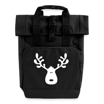 Moose bois de renne cerf noël Rudolf - Sac à dos Roll Top à deux anses - noir - Devant
