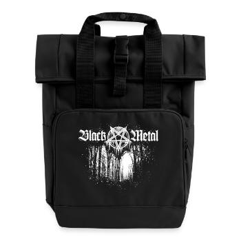 Black Metal | Pentagramm und Wald - Rolltop Rucksack mit zwei Griffen - Schwarz - Vorne