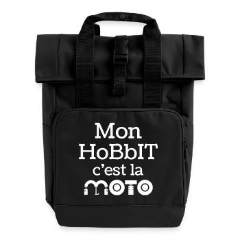 Motorcycle, biker, biker, motorcycle fan - Roll Top Backpack with Two Handles - black - Front