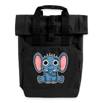 Elephant - Roll Top Backpack with Two Handles - black - Front