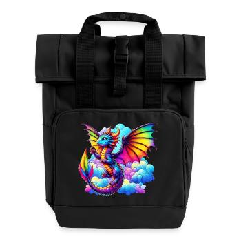Drache - Rolltop Rucksack mit zwei Griffen - Schwarz - Vorne