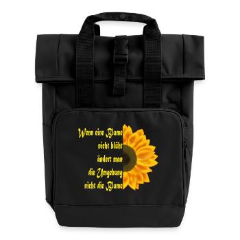 Le tournesol rencontre l’art du texte - Sac à dos Roll Top à deux anses - noir - Devant