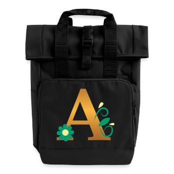 A - Roll Top Backpack with Two Handles - black - Front
