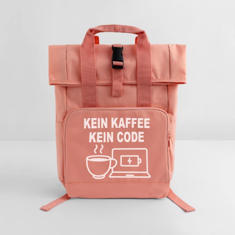 Kein Kaffee Kein Code - Conception de programmeur amusant Sac à dos Roll Top à deux anses