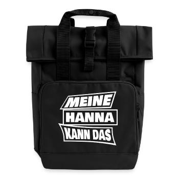 Geschenk für Hanna - Rolltop Rucksack mit zwei Griffen - Schwarz - Vorne