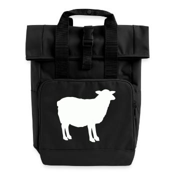 Sheep Silhouette - Roll Top Backpack with Two Handles - black - Front