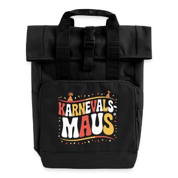 Karnevalsmaus Karneval Köln Kölner Karnevals Maus - Rolltop Rucksack mit zwei Griffen - Schwarz - Vorne