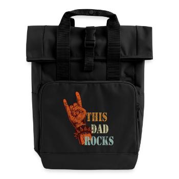 Graphique de design Dad Rock - Cadeau Rocker - Sac à dos Roll Top à deux anses - noir - Devant