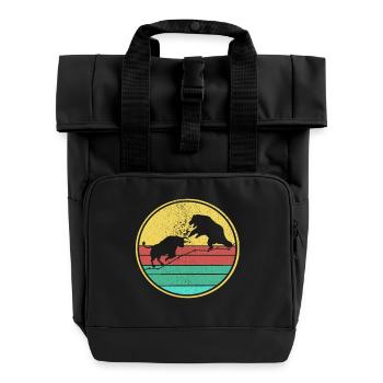 Taureau contre Ours rétro - Sac à dos Roll Top à deux anses - noir - Devant
