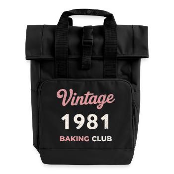 Vintage 1981 – Baking Club Retro Geburtsjahr - Rolltop Rucksack mit zwei Griffen - Schwarz - Vorne