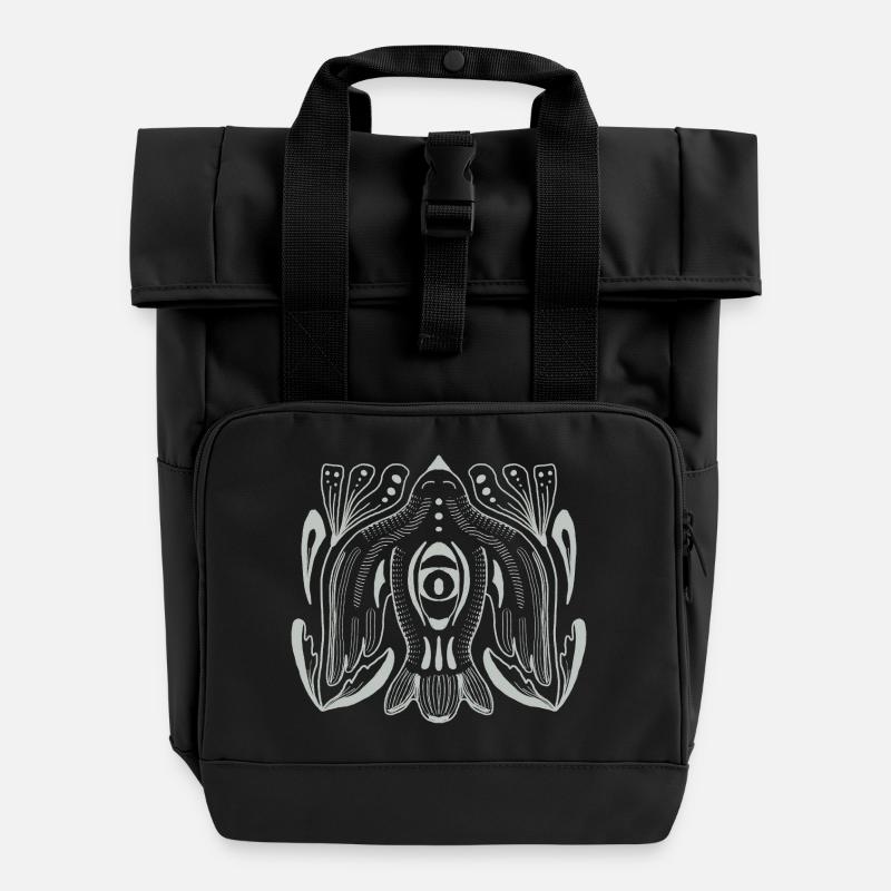 Œil de style mandala avec tentacules - Sac à dos Roll Top à deux anses - noir