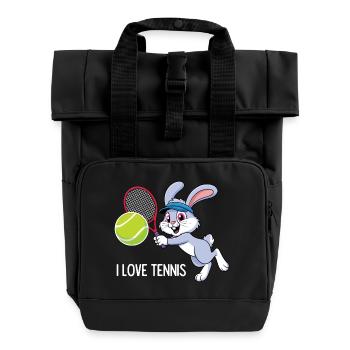 I love tennis. - Roll Top Backpack with Two Handles - black - Front