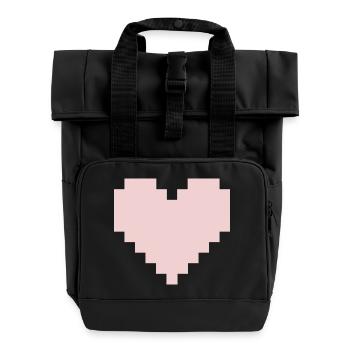 Cœur Rose Pixel - Sac à dos Roll Top à deux anses - noir - Devant
