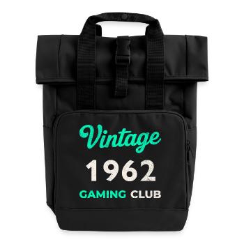 Vintage 1962 – Gaming Club Retro Birth Year - Roll Top Backpack with Two Handles - black - Front