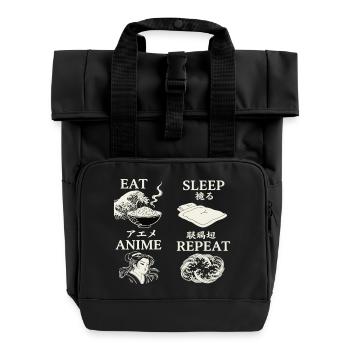 EAT SLEEP ANIME REPEAT - Roll Top Backpack with Two Handles - black - Front