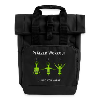 Pfälzer Workout - Rolltop Rucksack mit zwei Griffen - Schwarz - Vorne