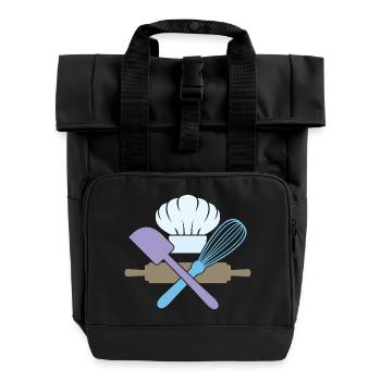 Baking & Pastry Lovers, Baking Tools & Utensils - Roll Top Backpack with Two Handles - black - Front